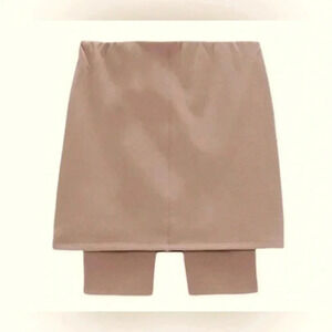 Zara Skort Shorts Tan High waisted Ribbed material NWT